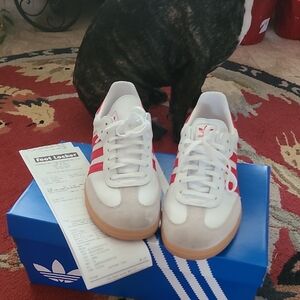 Adidas Red and White Classic Sneakers